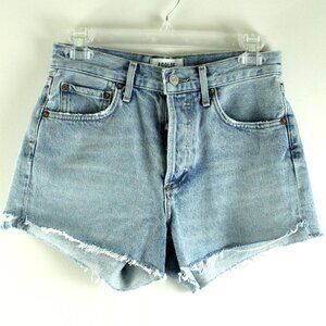 Revolve Agolde Parker High Rise Button Fly Cut-Off Denim Frayed Jean Shorts 23